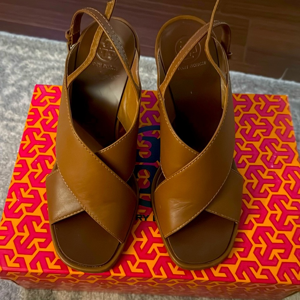 Tory Burch Tan Gabrielle Wedge Sandal
